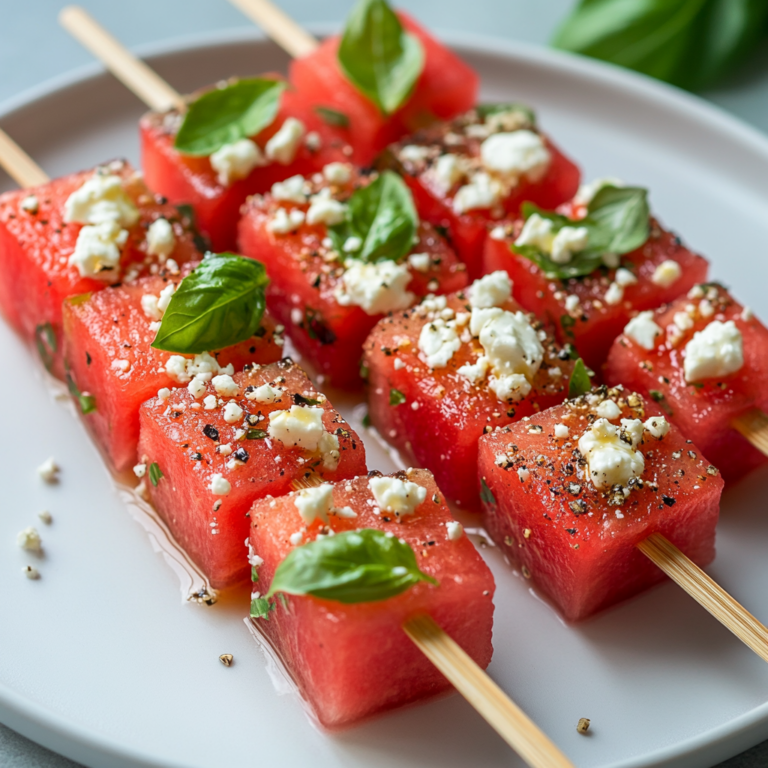 Mini brochetas de sandía con queso feta: una combinación refrescante y sabrosa