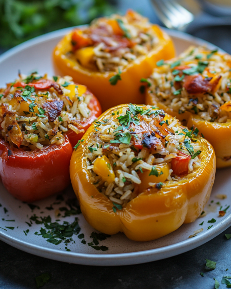 Pimientos Rellenos de Arroz (Tiernos y Listos en 12 Minutos) - Recetas de Mamá Sofía