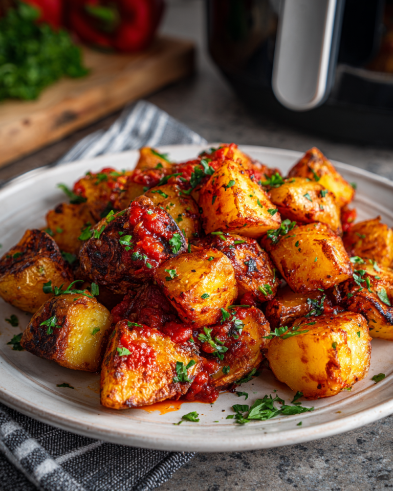 Patatas Bravas en Freidora de Aire (crujientes por fuera, tiernas por dentro) - Recetas de Mamá Sofía